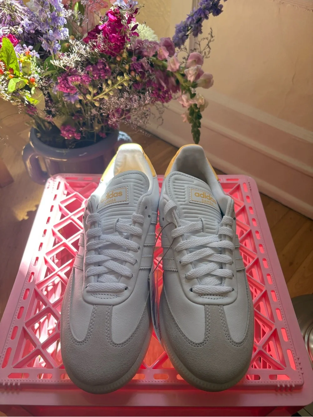 adidas samba spikeless golf shoes 'cloud white'/'ice tangerine'